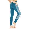 imageWomens Athletic Sportswear Leggings Pants in Side Floral with Matching Solid PatternsGreen With Side Crayon Palms Green