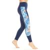 imageWomens Athletic Sportswear Leggings Pants in Side Floral with Matching Solid PatternsNavy With Side Firebird Blue White