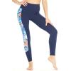 imageWomens Athletic Sportswear Leggings Pants in Side Floral with Matching Solid PatternsNavy With Side Firebird Blue White