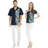 imageCouple Matching Hawaiian Luau Men and Women Shirts in Orchid Paradise NavyNavy