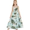 imageGirl Hawaiian Maxi Tiered Dress in Various PatternsWispy Cereus Light Blue