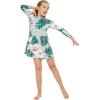 imageGirls Hawaiian Luau Long Sleeve Stretchy Flare DressMint Forest
