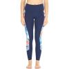 imageWomens Athletic Sportswear Leggings Pants in Side Floral with Matching Solid PatternsNavy With Side Firebird Blue White