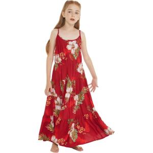 imageGirl Hawaiian Maxi Tiered Dress in Pineapple GardenPineapple Garden Burgundy