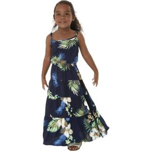 imageGirl Hawaiian Maxi Tiered Dress in Pineapple GardenPineapple Garden Navy