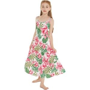 imageGirl Hawaiian Maxi Tiered Dress in Various PatternsLotus and Orchid