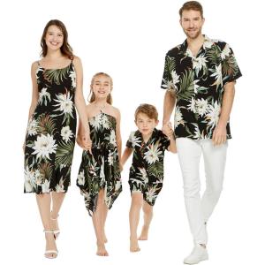 imageMatchable Family Hawaiian Luau Men Women Girl Boy Clothes in Wispy Cereus BlackGirl Romper