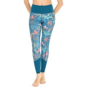 imageWomens Athletic Sportswear Leggings Pants in Floral PatternsCrayon Palms Green