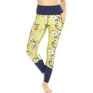 imageWomens Athletic Sportswear Leggings Pants in Floral PatternsGarden Poppy Yellow