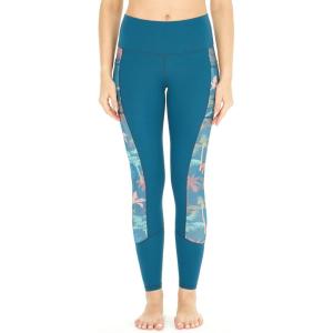 imageWomens Athletic Sportswear Leggings Pants in Side Floral with Matching Solid PatternsGreen With Side Crayon Palms Green