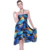 imageWomens Hawaiian Luau Halter Floral Print Halter Dress in Hibiscus PatternsBlue Sunset