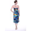 imageWomens Hawaiian Luau Halter Floral Print Halter Dress in Hibiscus PatternsBlue Sunset