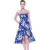 imageWomens Hawaiian Luau Halter Floral Print Halter Dress in Hibiscus PatternsHibiscus Blue