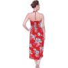 imageWomens Hawaiian Luau Halter Floral Print Halter Dress in Hibiscus PatternsHibiscus Red