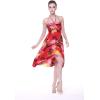 imageWomens Hawaiian Luau Halter Floral Print Halter Dress in Hibiscus PatternsRed Sunset