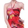 imageWomens Hawaiian Luau Halter Floral Print Halter Dress in Hibiscus PatternsRed Sunset