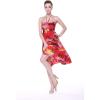 imageWomens Hawaiian Luau Halter Floral Print Halter Dress in Hibiscus PatternsRed Sunset