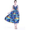 imageWomens Hawaiian Maxi Tank Elastic Luau Dress in Sunset PatternsSunset Blue