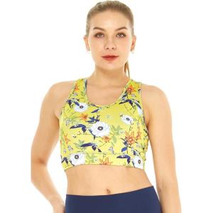 imageWomens Athletic Sportswear Bra Top in Floral PatternsGarden Poppy Yellow