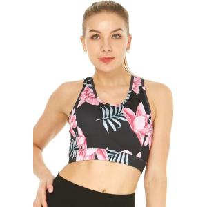 imageWomens Athletic Sportswear Bra Top in Floral PatternsLotus and Orchid Black