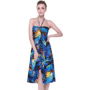 imageWomens Hawaiian Luau Halter Floral Print Halter Dress in Hibiscus PatternsBlue Sunset