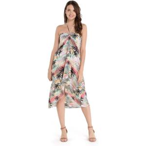 imageWomens Hawaiian Luau Halter Floral Print Halter Dress in Hibiscus PatternsPastel Neon Sunset