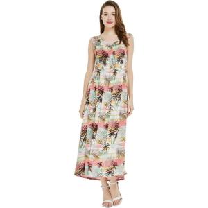 imageWomens Hawaiian Maxi Tank Elastic Luau Dress in Sunset PatternsNeon Sunset