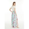 imageLady High Slit Wide Leg Pants in Tropical Pink Line FloralPink Turquoise Hibiscus Vine