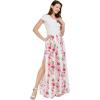 imageLady High Slit Wide Leg Pants in Tropical Pink Line FloralPink White Hibiscus Vine