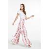 imageLady High Slit Wide Leg Pants in Tropical Pink Line FloralPink White Hibiscus Vine