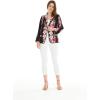 imageWomen Light Weight Rayon Casual Open Front Jacket CardiganPink Black Hibiscus Vine