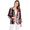 imageWomen Light Weight Rayon Casual Open Front Jacket CardiganPink Black Hibiscus Vine