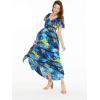 imageWomens Hawaiian Maxi Ruffle Sleeve Dress in Sunset PatternsSunset Blue