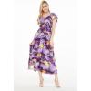 imageWomens Hawaiian Maxi Ruffle Sleeve Dress in Sunset PatternsSunset Purple
