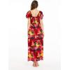 imageWomens Hawaiian Maxi Ruffle Sleeve Dress in Sunset PatternsSunset Red