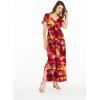 imageWomens Hawaiian Maxi Ruffle Sleeve Dress in Sunset PatternsSunset Red