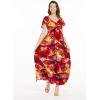 imageWomens Hawaiian Maxi Ruffle Sleeve Dress in Sunset PatternsSunset Red