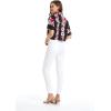 imageWomens Hawaiian Tie Front Crop Top Aloha Shirt in Hibiscus VinePink Black Hibiscus Vine