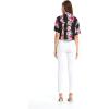 imageWomens Hawaiian Tie Front Crop Top Aloha Shirt in Hibiscus VinePink Black Hibiscus Vine