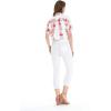 imageWomens Hawaiian Tie Front Crop Top Aloha Shirt in Hibiscus VinePink White Hibiscus Vine