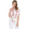 imageWomens Hawaiian Tie Front Crop Top Aloha Shirt in Hibiscus VinePink White Hibiscus Vine