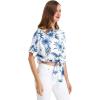 imageWomens Hawaiian Tie Front Crop Top Aloha Shirt in HibiscusDay Dream Bloom
