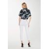 imageWomens Hawaiian Tie Front Crop Top Aloha Shirt in HibiscusMidnight Bloom