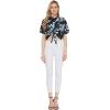 imageWomens Hawaiian Tie Front Crop Top Aloha Shirt in HibiscusMidnight Bloom