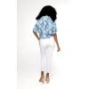 imageWomens Hawaiian Tie Front Crop Top Aloha Shirt in HibiscusSimply Blue Leaf