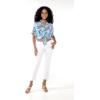 imageWomens Hawaiian Tie Front Crop Top Aloha Shirt in HibiscusSimply Blue Leaf