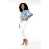 imageWomens Hawaiian Tie Front Crop Top Aloha Shirt in HibiscusSimply Blue Leaf