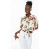 imageWomens Hawaiian Tie Front Crop Top Aloha Shirt in RafelsiaCream Rafelsia
