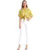 imageWomens Hawaiian Tie Front Crop Top Aloha Shirt in Wispy CereusGarden Poppy Yellow