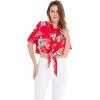imageWomens Hawaiian Tie Front Crop Top Aloha Shirt in Wispy CereusHibiscus Red